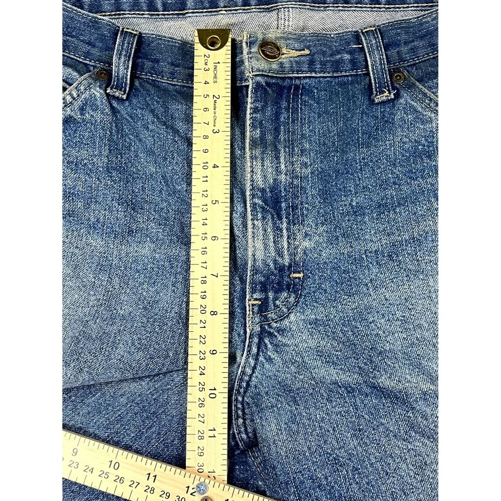Dickies Carpenter Jeans Men 35x29 Blue Denim Logo Mid Rise Straight Leg Workwear